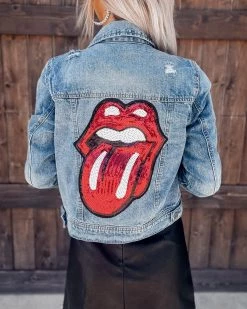 Bar T Boutique LLC Rock & Roll Denim Jacket - Red What's New!