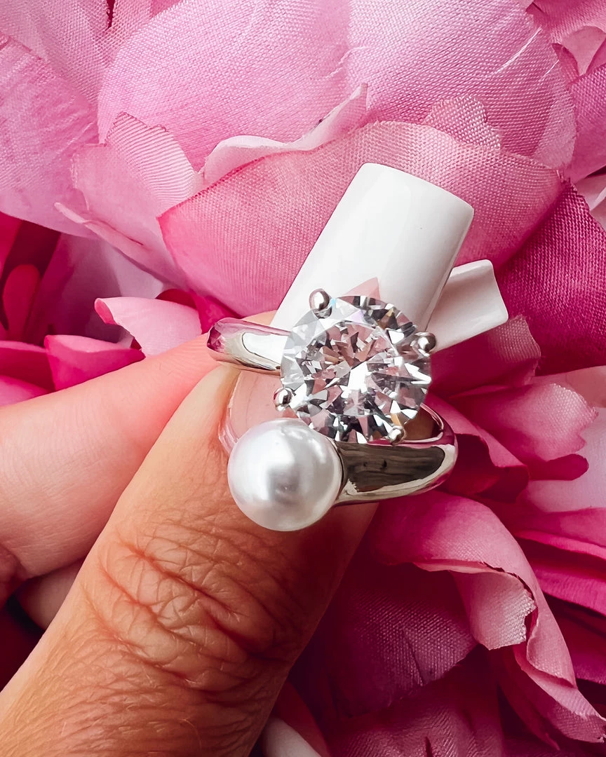 Bar T Boutique LLC Brilliantly Beautiful Pearl CZ Ring 1 Bar T Boutique LLC Brilliantly Beautiful Pearl CZ Ring