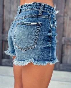 Bar T Boutique LLC Calla Distressed Shorts - Dark