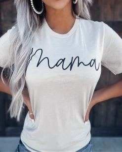 Bar T Boutique LLC Script Mama Tee - Oatmeal