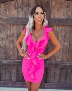 Bar T Boutique LLC What's New! Lovable Ruffle Bodycon Dress - Pink