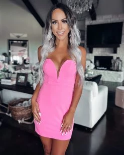 Bar T Boutique LLC What's New! Incredible V Wire Bodycon Dress - Pink