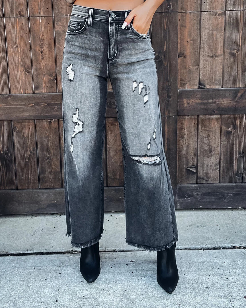 Bar T Boutique Bottoms Vintage Distressed Wide Leg Jeans 1 Bar T Boutique Bottoms Vintage Distressed Wide Leg Jeans