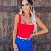 Bar T Boutique LLC Capri Square Neck Crop Tank - Red What's New!