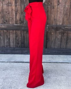 Bar T Boutique LLC Signature Tie Flare Pants - Red