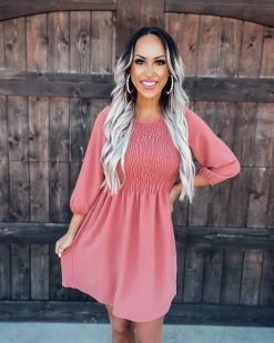 Bar T Boutique LLC What's New! Chic Reputation Smocked Dress - Dark Rose