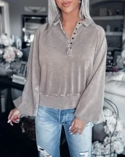 Bar T Boutique Birch Washed Pullover - Chocolate
