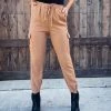 Bar T Boutique Sunday Stroll Cargo Joggers - Camel Bottoms