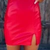 Bar T Boutique LLC Rockstar Slit Leather Skirt - Red What's New!