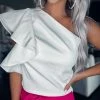 Bar T Boutique LLC What's New! Ready For Fame Pleated One Shoulder Top - White