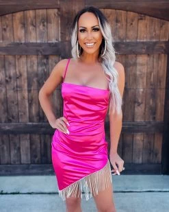 Bar T Boutique Rogue Rhinestone Dress - Fuchsia What's New!