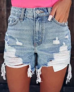 Bar T Boutique LLC Rainbow Threaded Distressed Shorts