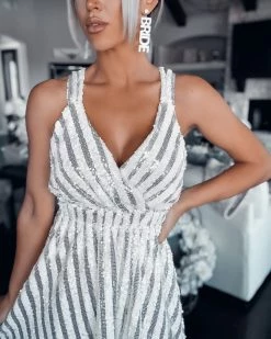 Bar T Boutique What's New! Sweet Bliss Sequin Dress - White/Silver