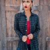 Bar T Boutique Lasting Effect Plaid Button Down - Olive Tops