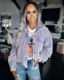 Bar T Boutique Paparazzi Corduroy Shacket - Purple