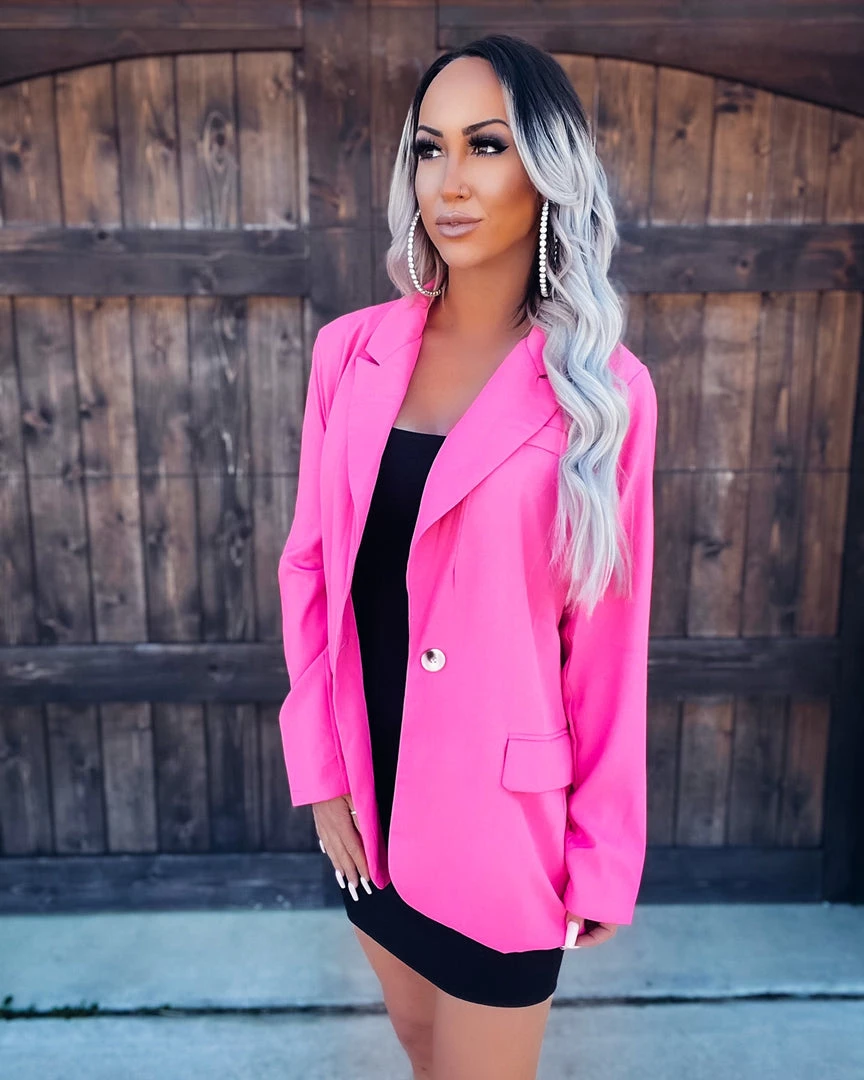 Bar T Boutique Strong Minded Boyfriend Blazer - Pink 2 Bar T Boutique Strong Minded Boyfriend Blazer - Pink