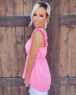 Bar T Boutique Sweet Magnolia Ruffle Sleeve Tank - Pink