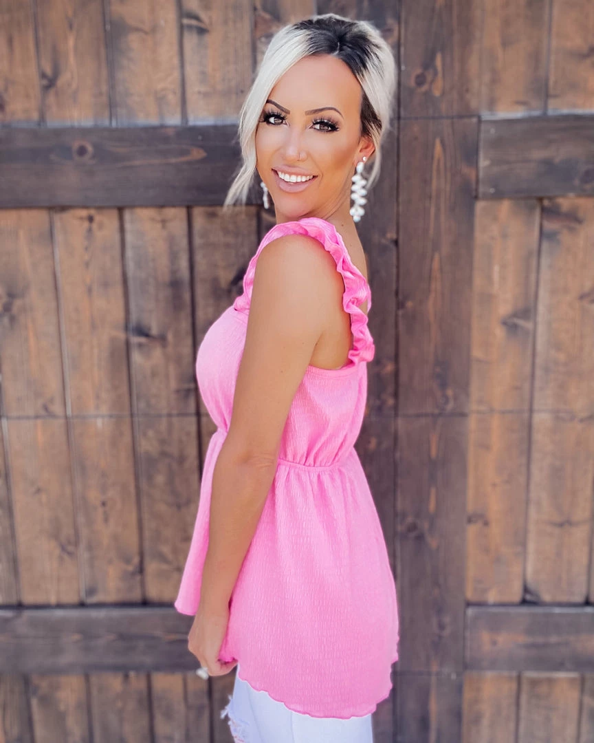 Bar T Boutique Sweet Magnolia Ruffle Sleeve Tank - Pink 2 Bar T Boutique Sweet Magnolia Ruffle Sleeve Tank - Pink