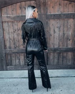 Bar T Boutique Endless Fringe Faux Leather Jumpsuit 6 Bar T Boutique Endless Fringe Faux Leather Jumpsuit