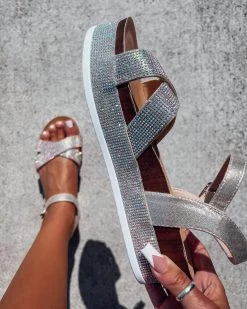 Bar T Boutique LLC Hollis Rhinestone Sandals - Champagne