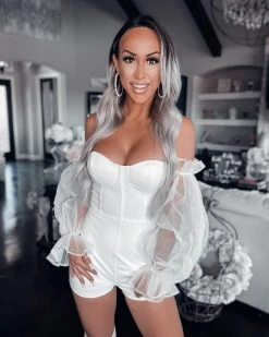 Bar T Boutique LLC Sweet Heart Of Mine Puff Sleeve Romper - White