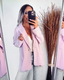 Bar T Boutique Strong Minded Boyfriend Blazer - Lavender