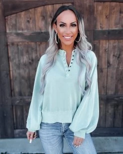 Bar T Boutique Birch Washed Pullover - Mint