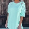 Bar T Boutique What's New! Free My Mind Distressed Oversized Tee - Mint