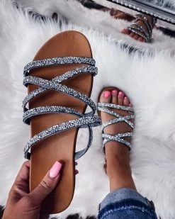 Bar T Boutique What's New! Eliana Bling Sandals - Silver