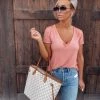 Bar T Boutique What's New! Ever So Soft Raw Cut Vneck Top - Peach