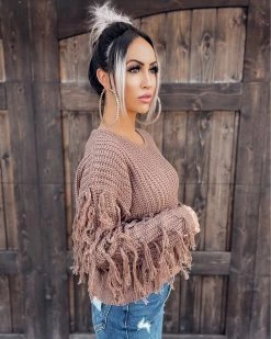 Bar T Boutique Fab Fun Fringe Sweater - Mocha