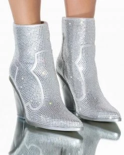 Bar T Boutique LLC Soulard Rhinestone Booties - Silver