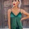 Bar T Boutique Merry Satin Lace Cami - Green