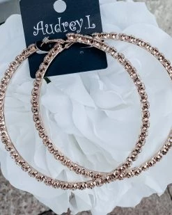 Bar T Boutique What's New! XL Vera Diamond Hoop Earrings - Gold