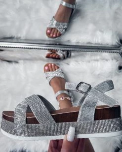 Bar T Boutique LLC What's New! Hollis Rhinestone Sandals - Silver