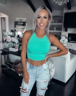 Bar T Boutique LLC What's New! Pretty Little Thing Crop Top - Jade
