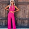 Bar T Boutique LLC Make Your Way Halter Jumpsuit - Fuchsia