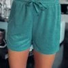 Bar T Boutique French Terry Drawstring Shorts - Teal