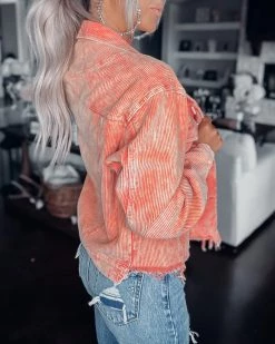 Bar T Boutique Paparazzi Corduroy Shacket - Neon Orange