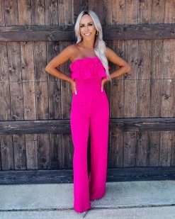 Bar T Boutique LLC What's New! Paradise Cove Jumpsuit - Fuchsia