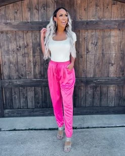 Bar T Boutique LLC What's New! Satin Chic Joggers - Pink