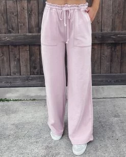 Bar T Boutique LLC Time To Chill Ruffle Waist Sweat Pants - Lavender
