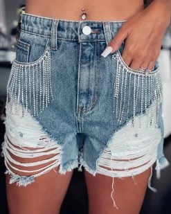 Bar T Boutique LLC What's New! Nash City Rhinestone Denim Shorts