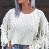 Bar T Boutique Tops Fab Fun Fringe Sweater - Ivory