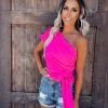 Bar T Boutique LLC Dream All Day Tie Crop Top - Fuchsia What's New!
