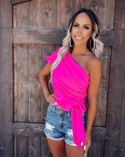 Bar T Boutique LLC Dream All Day Tie Crop Top - Fuchsia What's New!