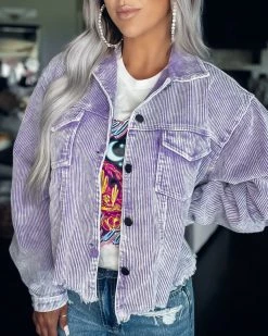 Bar T Boutique Paparazzi Corduroy Shacket - Purple