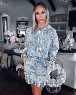 Bar T Boutique Effortless Denim Hooded Dress