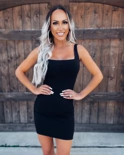 Bar T Boutique What's New! Public Figure Square Neck Bodycon Dress - Black