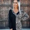 Bar T Boutique Tops Double Take Leopard Leopard Contrast Top - Black